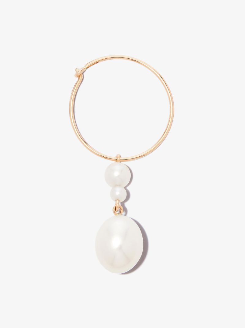 14k Yellow Gold LÃ¢â_x0082_¬â_x0084_¢eau Pearl Hoop Earring
