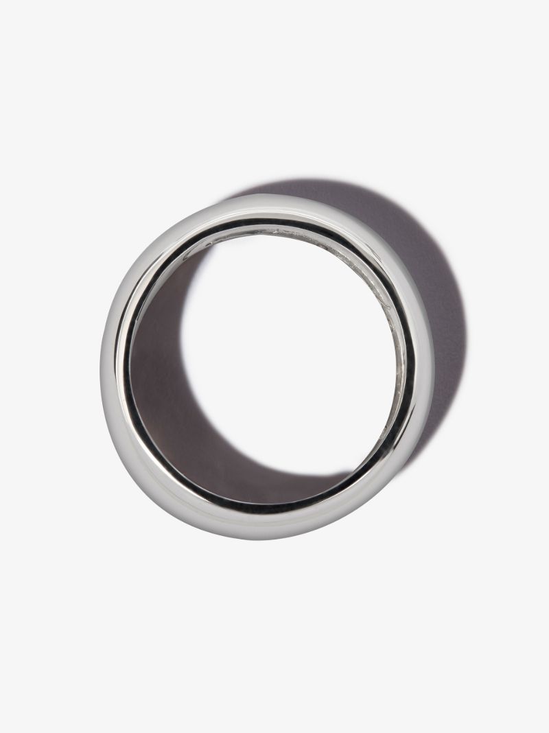 14k White Gold Barrel Ring