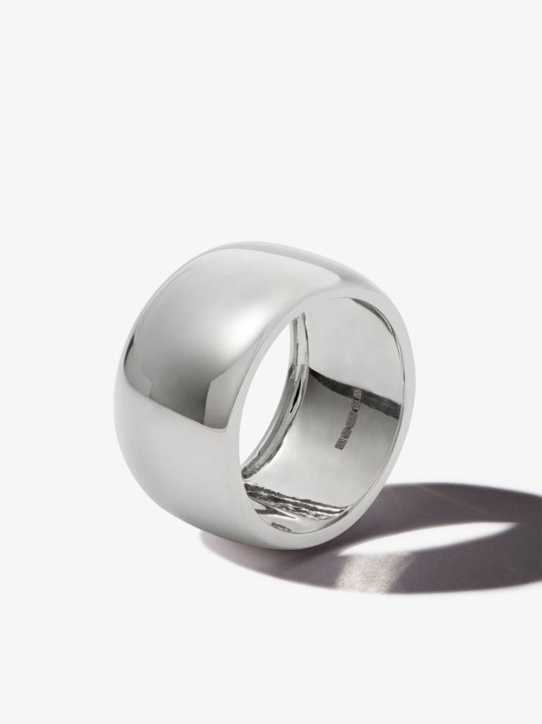 14k White Gold Barrel Ring