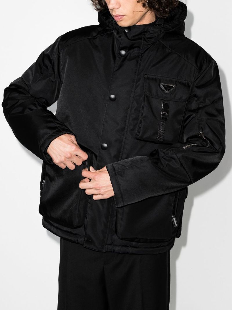 Re-nylon Logo Plaque Hooded Jacket