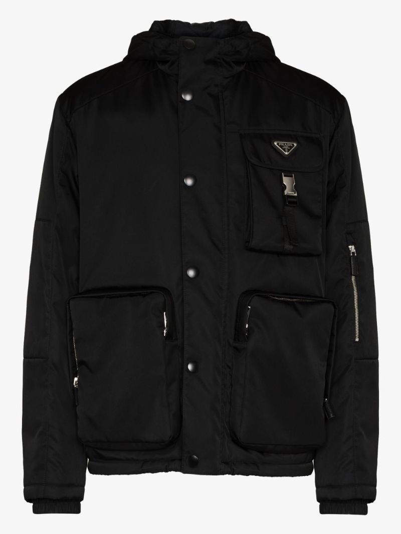 Re-nylon Logo Plaque Hooded Jacket