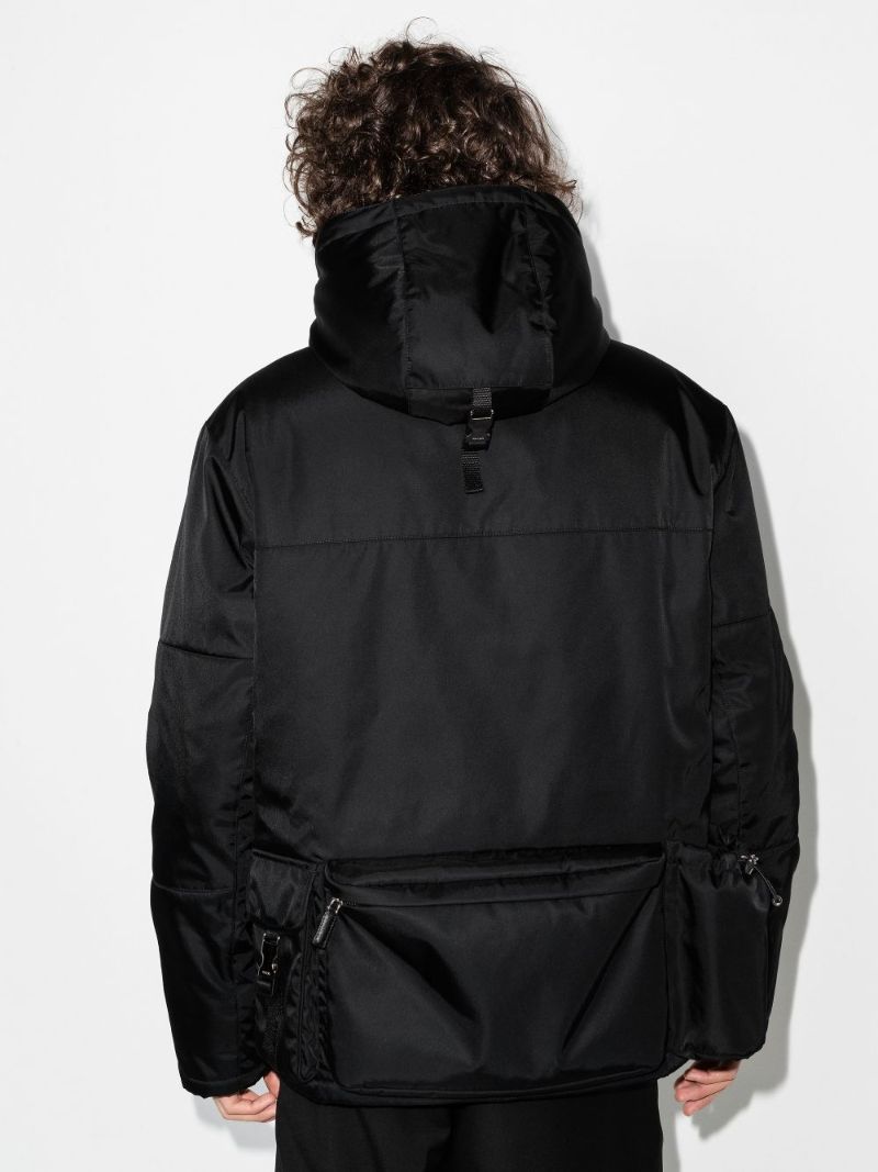 Re-nylon Logo Plaque Hooded Jacket