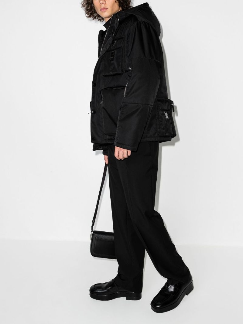 Re-nylon Logo Plaque Hooded Jacket