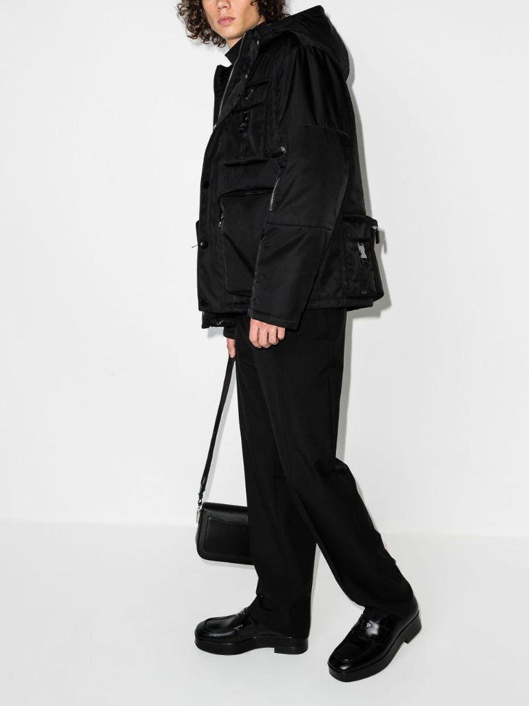 Re-nylon Logo Plaque Hooded Jacket