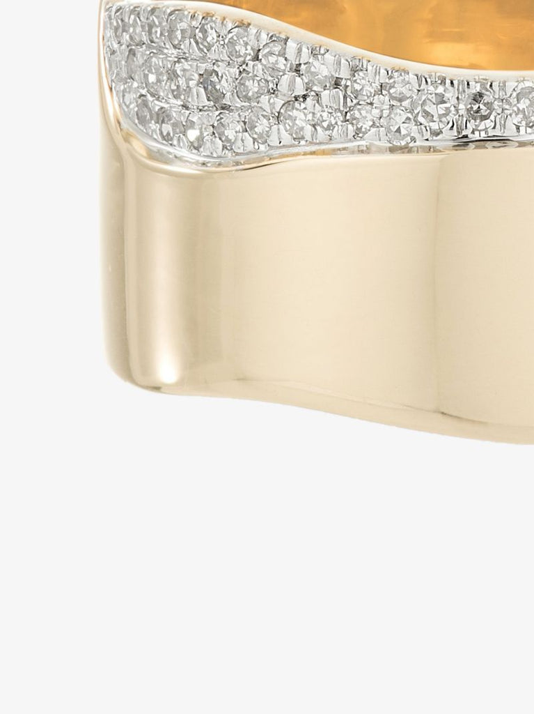 14k Yellow Gold Wave Diamond Ring