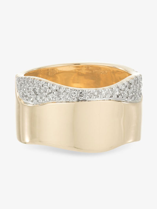 14k Yellow Gold Wave Diamond Ring