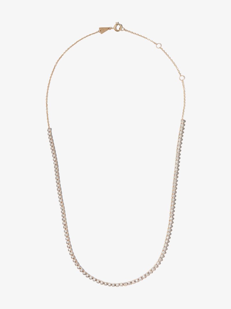 14k Yellow Gold Half Riviera Diamond Necklace