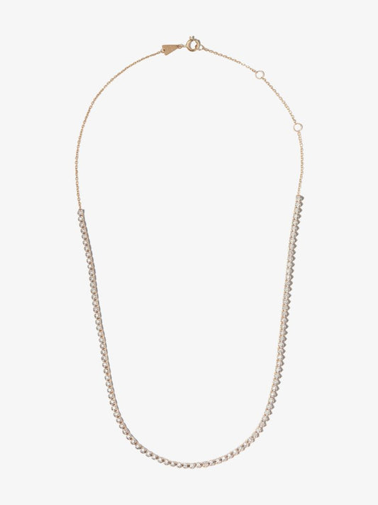 14k Yellow Gold Half Riviera Diamond Necklace