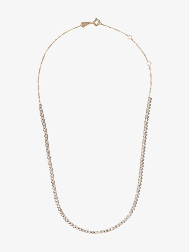 14k Yellow Gold Half Riviera Diamond Necklace