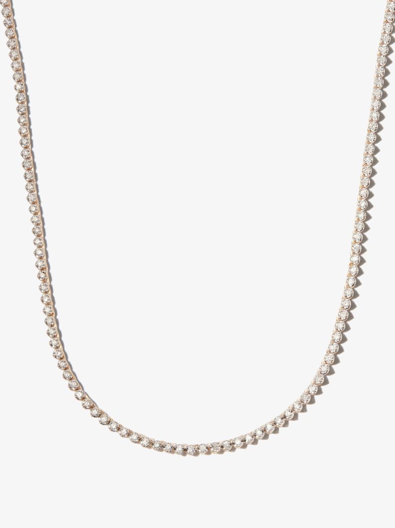 14k Yellow Gold Half Riviera Diamond Necklace
