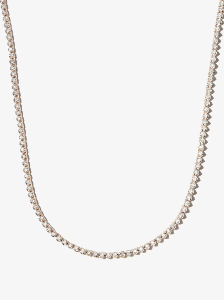 14k Yellow Gold Half Riviera Diamond Necklace