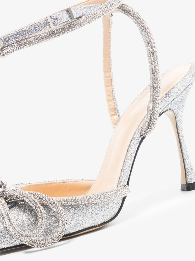 Silver 110 Double Bow Leather Pumps