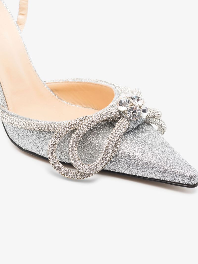 Silver 110 Double Bow Leather Pumps