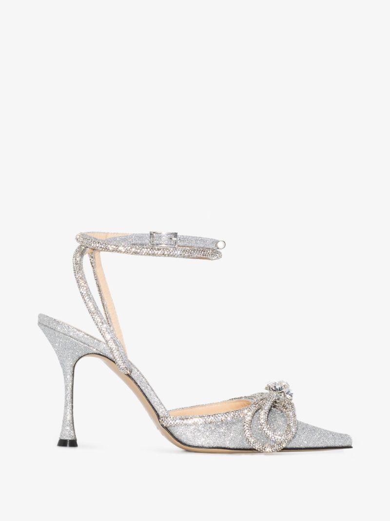 Silver 110 Double Bow Leather Pumps