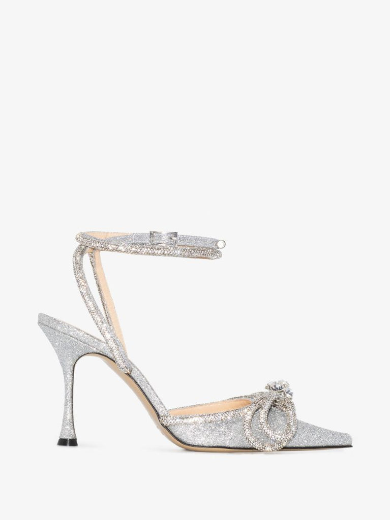 Silver 110 Double Bow Leather Pumps