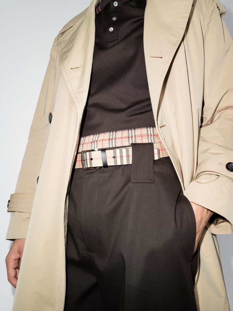 Beige Vintage Check Canvas Belt
