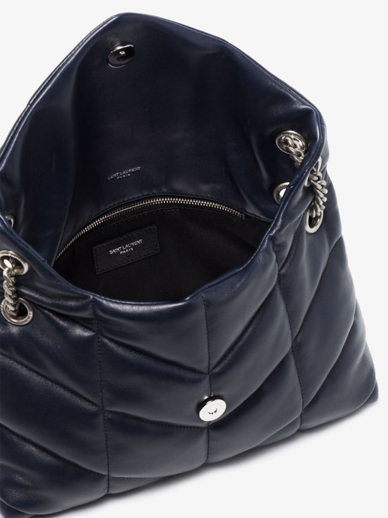 Blue Loulou Puffer Small Leather Shoulder Bag
