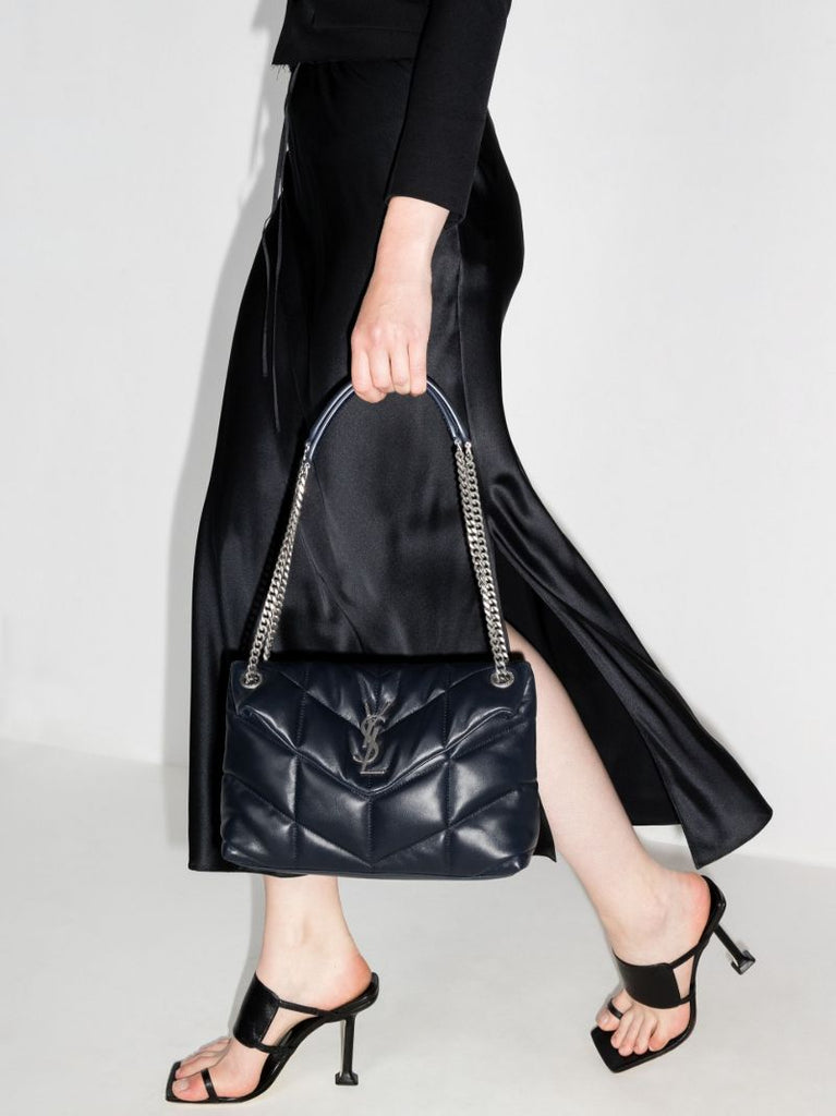 Blue Loulou Puffer Small Leather Shoulder Bag