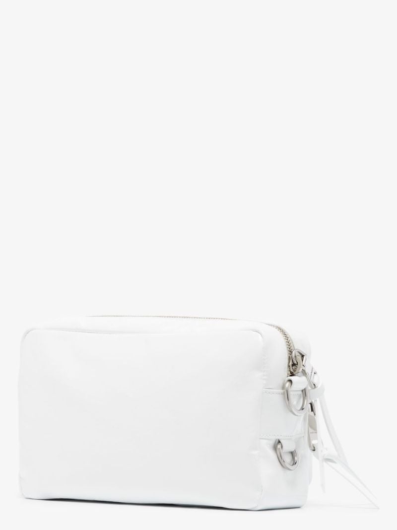 White Logo Patent Leather Cross Body Bag