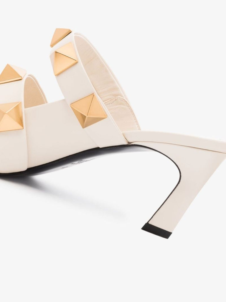 White Roman Stud 65 Leather Mules