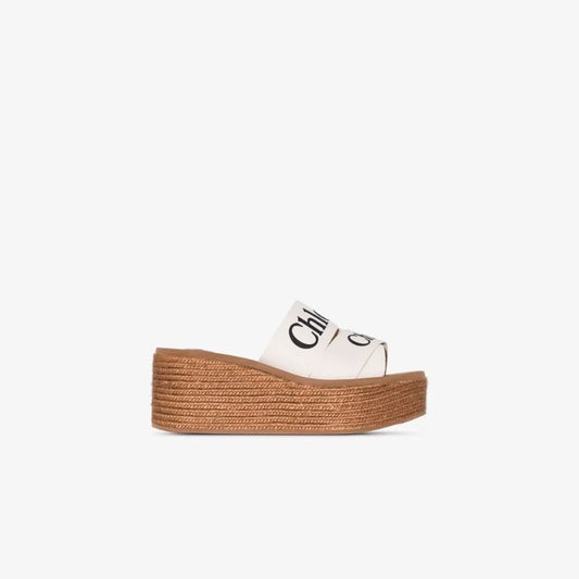 Brown Woody 70 Logo Wedge Sandals