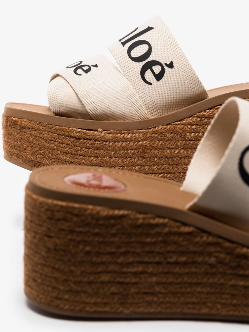 Brown Woody 70 Logo Wedge Sandals