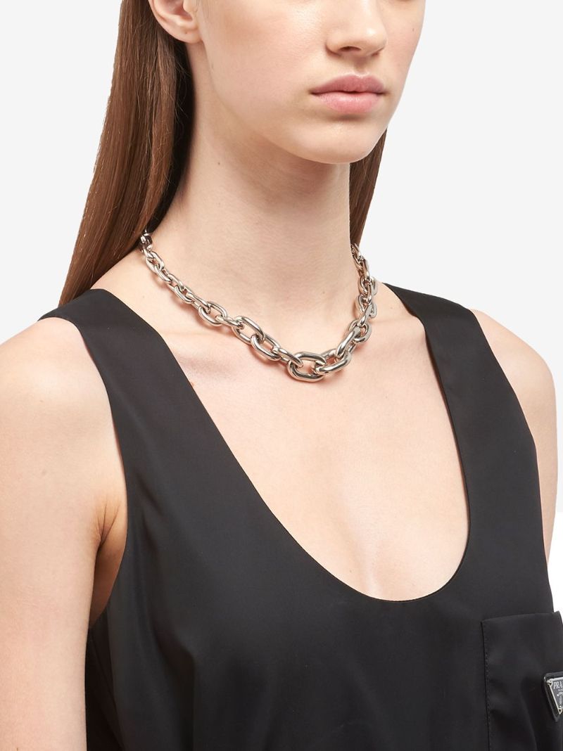 Silver-tone Logo Chain Necklace