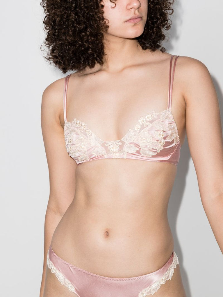 Maison Lace Trim Silk Bra