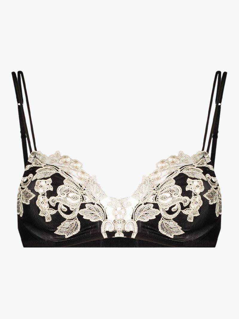 Maison Lace Trim Silk Bra