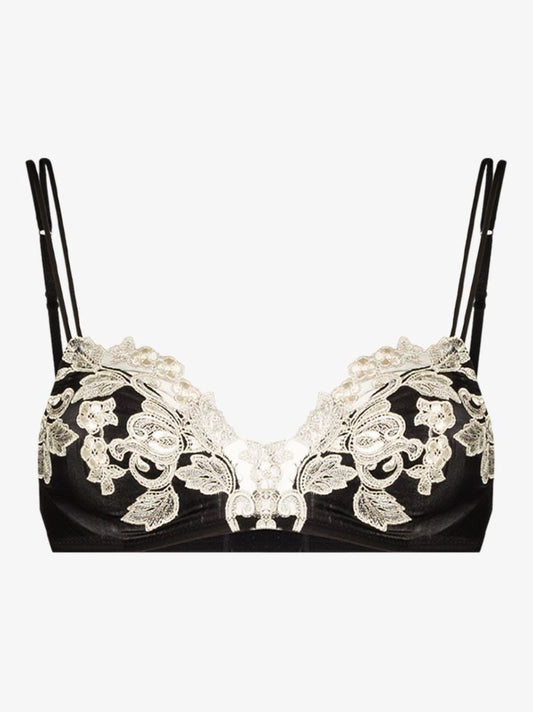 Maison Lace Trim Silk Bra