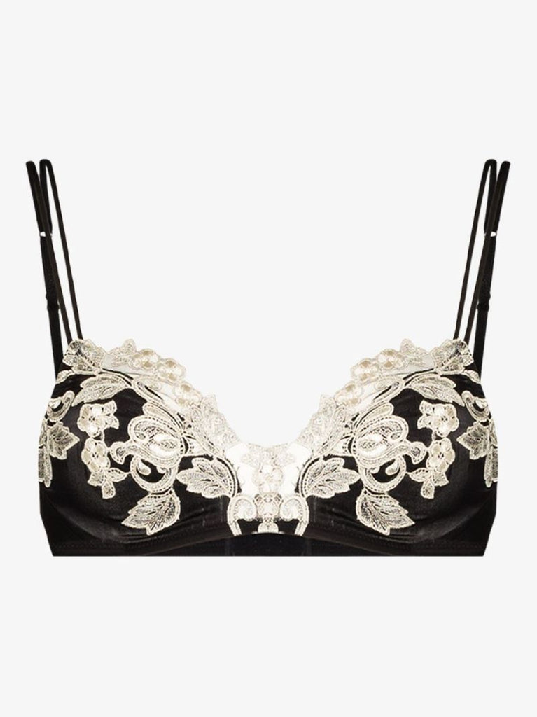 Maison Lace Trim Silk Bra