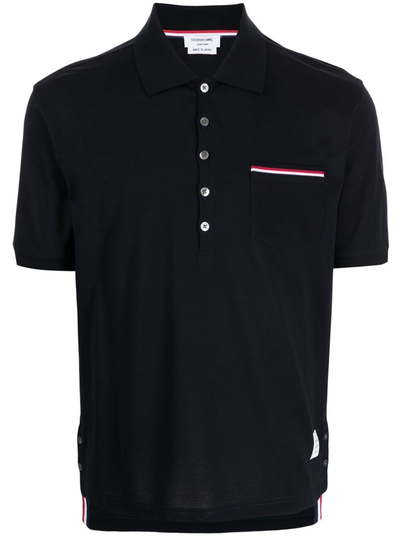Blue Rwb Stripe Cotton Polo Shirt