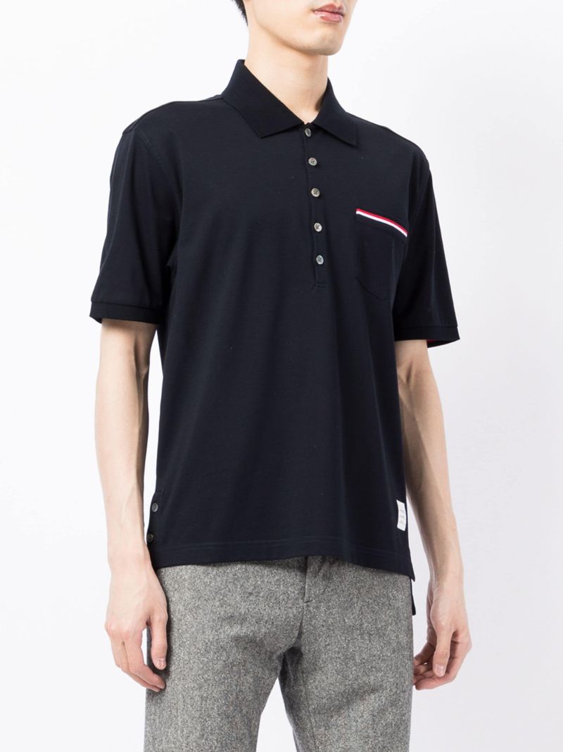 Blue Rwb Stripe Cotton Polo Shirt