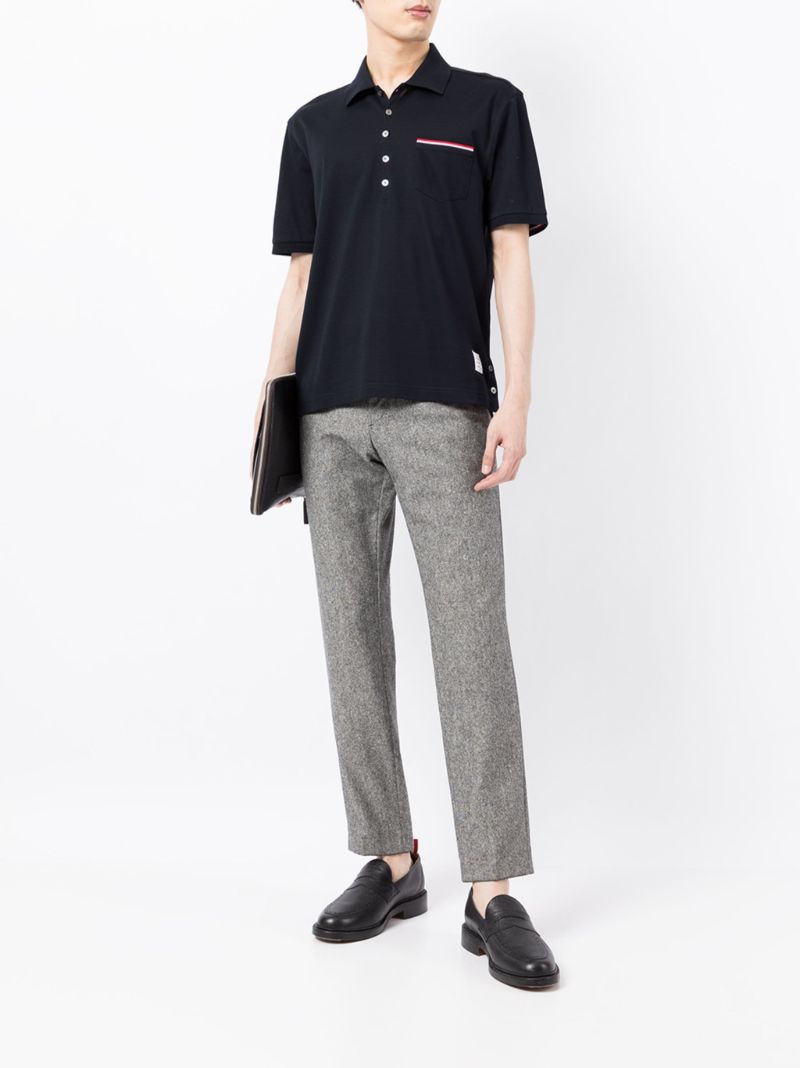 Blue Rwb Stripe Cotton Polo Shirt