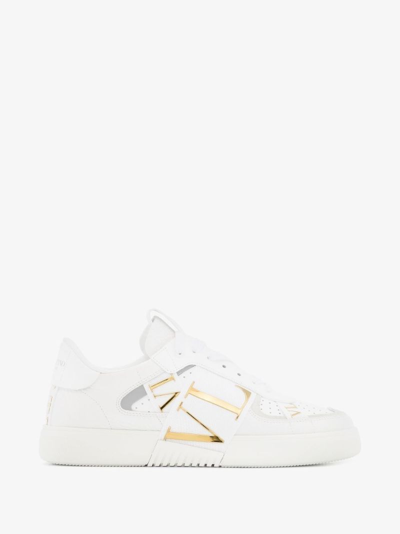 White Vl7n Low Top Leather Sneakers