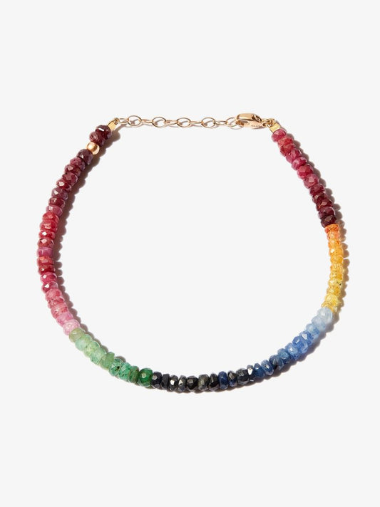 14k Yellow Gold Arizona Dark Rainbow Beaded Sapphire Bracelet