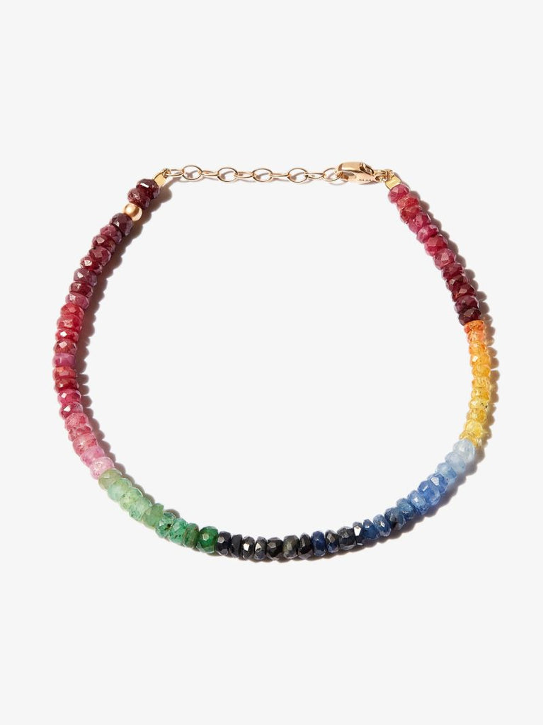 14k Yellow Gold Arizona Dark Rainbow Beaded Sapphire Bracelet