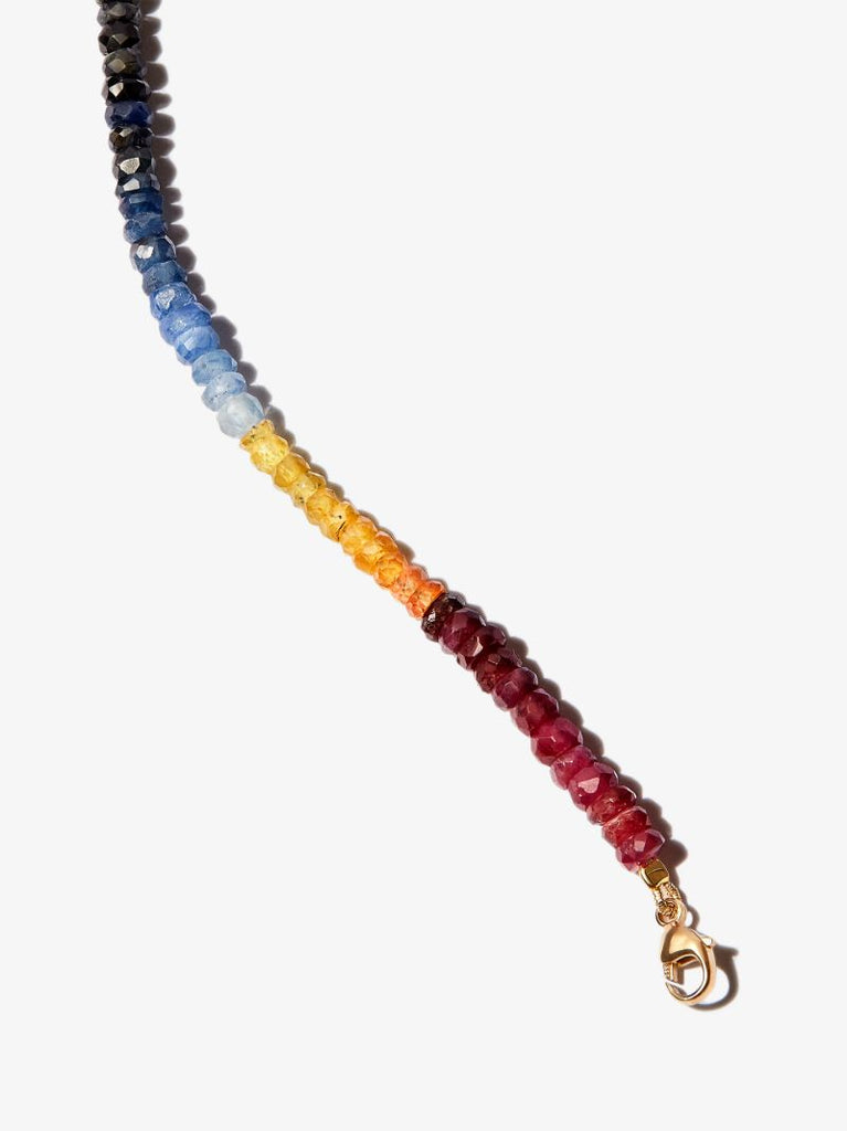 14k Yellow Gold Arizona Dark Rainbow Beaded Sapphire Bracelet