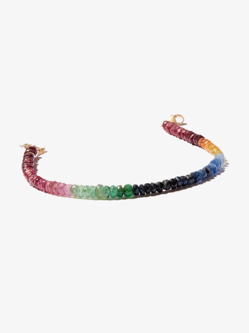 14k Yellow Gold Arizona Dark Rainbow Beaded Sapphire Bracelet