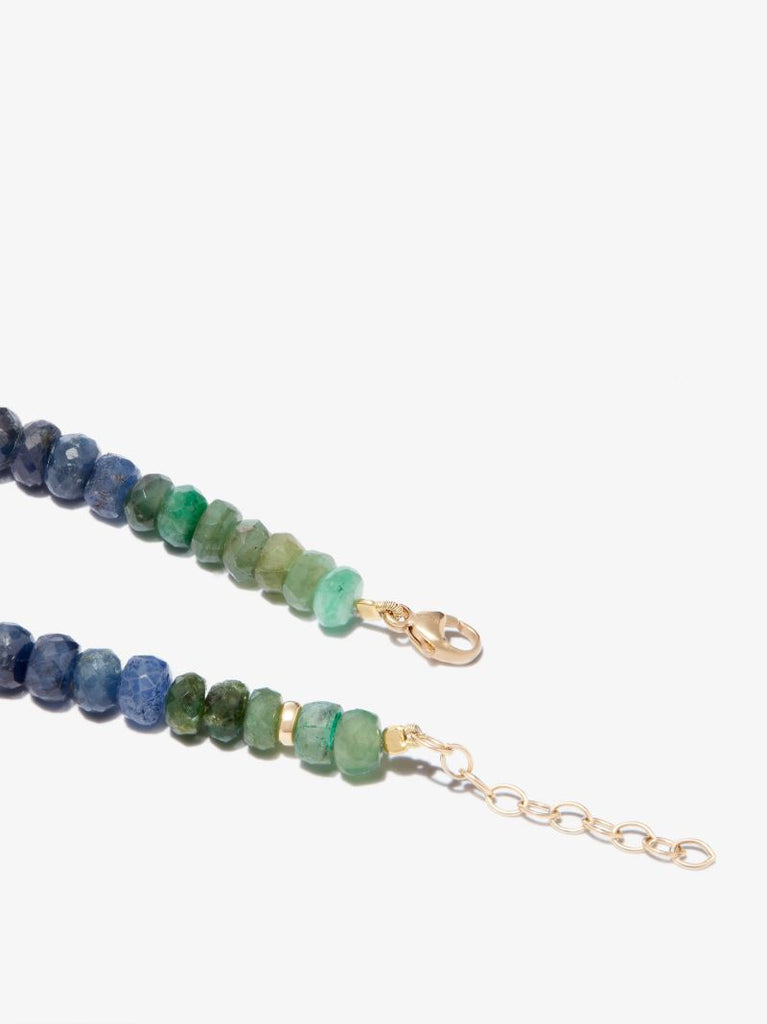 14k Yellow Gold Arizona Rainbow Beaded Sapphire Necklace