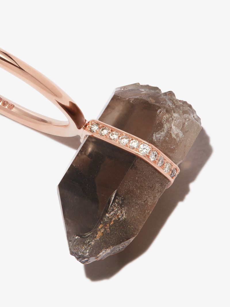 14k Rose Gold Smoky Quartz Diamond Ring