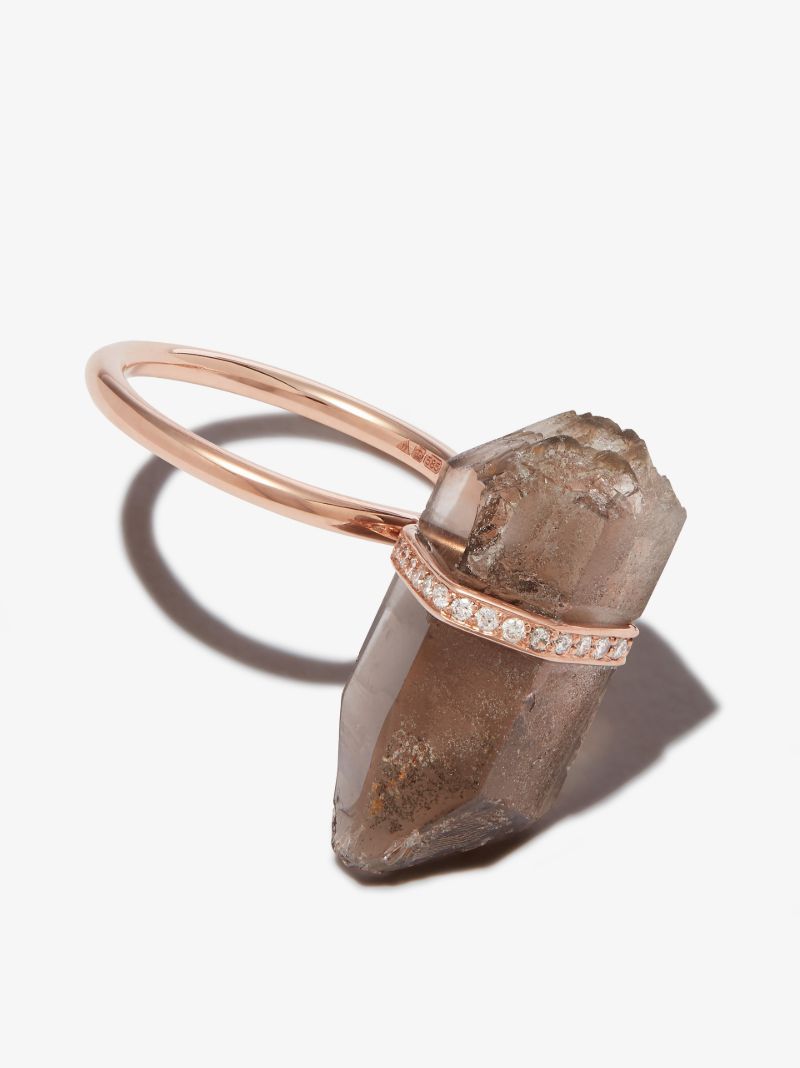 14k Rose Gold Smoky Quartz Diamond Ring