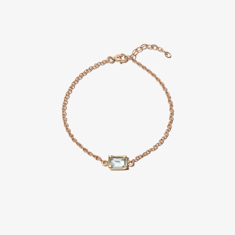 14k Yellow Gold Aquamarine Chain Bracelet
