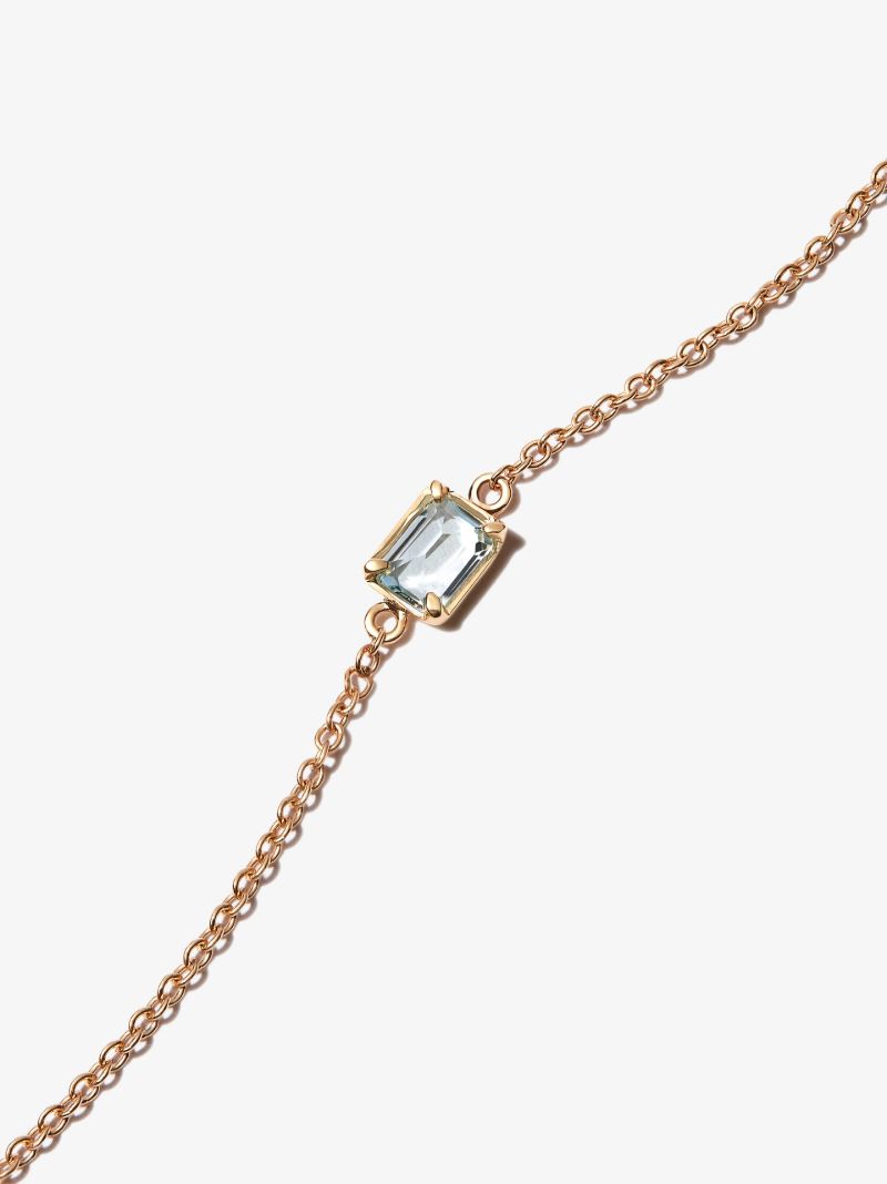 14k Yellow Gold Aquamarine Chain Bracelet