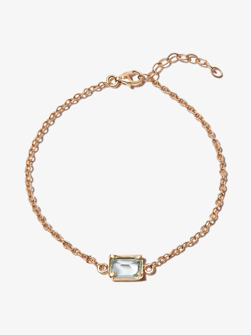 14k Yellow Gold Aquamarine Chain Bracelet