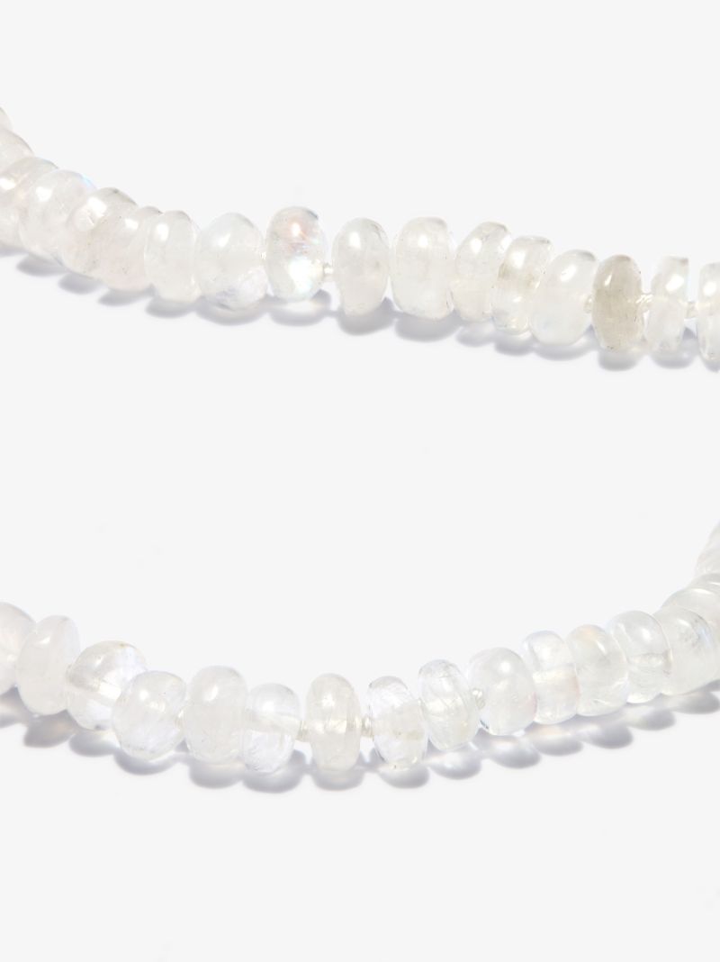 14k Yellow Gold Rainbow Beaded Moonstone Necklace
