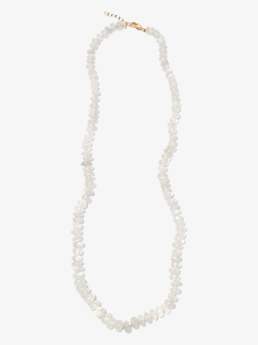 14k Yellow Gold Rainbow Beaded Moonstone Necklace