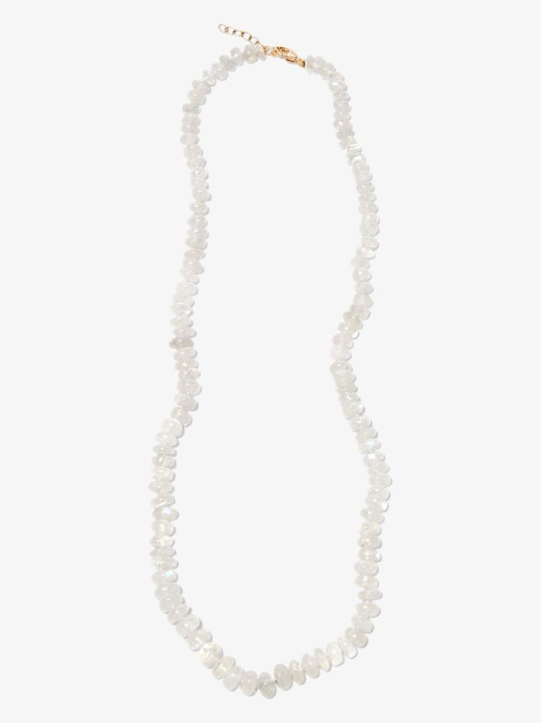 14k Yellow Gold Rainbow Beaded Moonstone Necklace