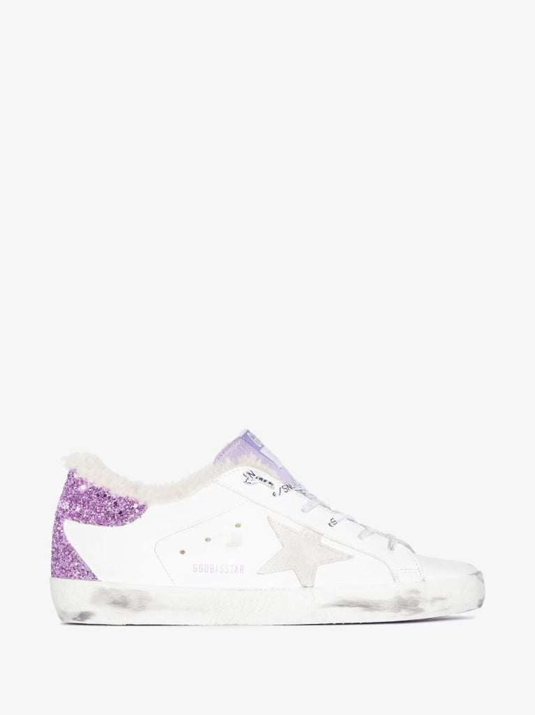 White Super-star Shearling Leather Sneakers