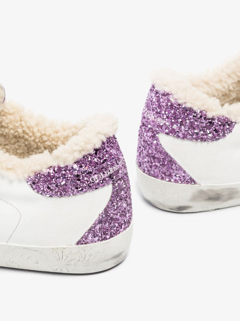White Super-star Shearling Leather Sneakers